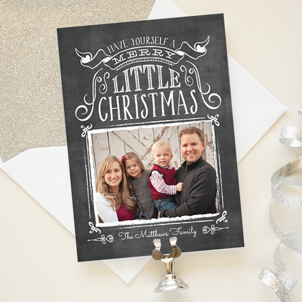 chalkboard christmas card with hand lettering